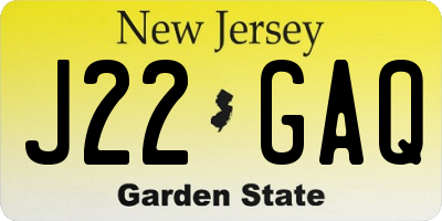 NJ license plate J22GAQ