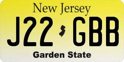 NJ license plate J22GBB