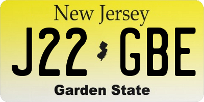 NJ license plate J22GBE