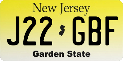 NJ license plate J22GBF