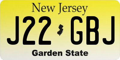NJ license plate J22GBJ