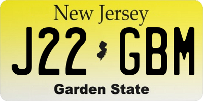 NJ license plate J22GBM