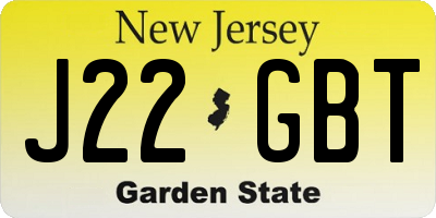 NJ license plate J22GBT