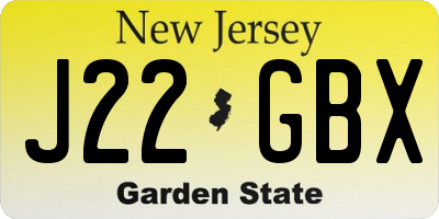 NJ license plate J22GBX