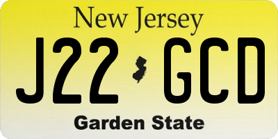 NJ license plate J22GCD