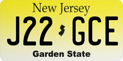 NJ license plate J22GCE