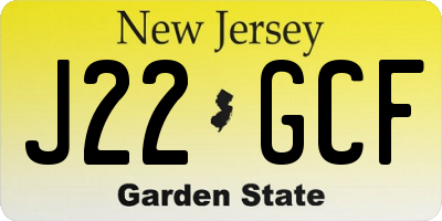 NJ license plate J22GCF