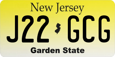NJ license plate J22GCG