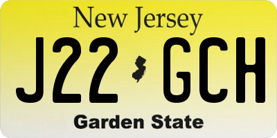 NJ license plate J22GCH