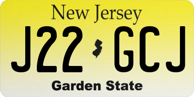NJ license plate J22GCJ