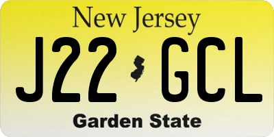 NJ license plate J22GCL