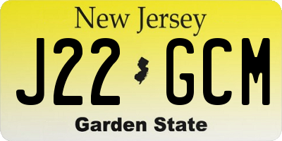 NJ license plate J22GCM