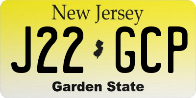 NJ license plate J22GCP