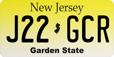 NJ license plate J22GCR