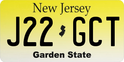 NJ license plate J22GCT