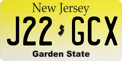 NJ license plate J22GCX