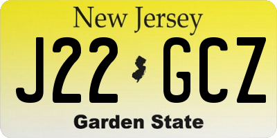 NJ license plate J22GCZ