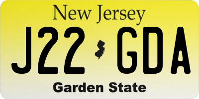 NJ license plate J22GDA