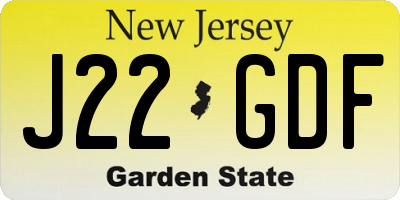 NJ license plate J22GDF
