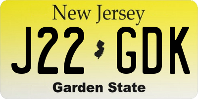 NJ license plate J22GDK