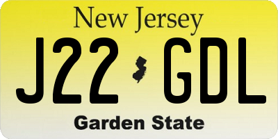 NJ license plate J22GDL