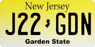 NJ license plate J22GDN