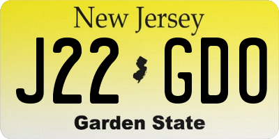 NJ license plate J22GDO