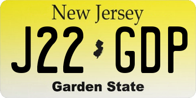 NJ license plate J22GDP