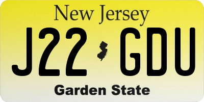 NJ license plate J22GDU