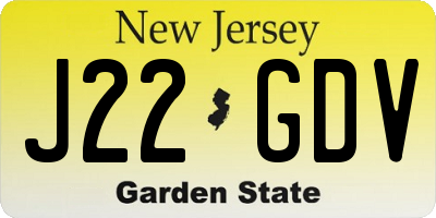NJ license plate J22GDV