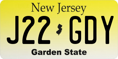 NJ license plate J22GDY