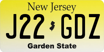 NJ license plate J22GDZ