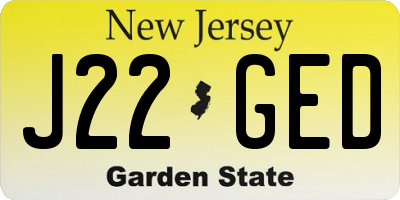 NJ license plate J22GED