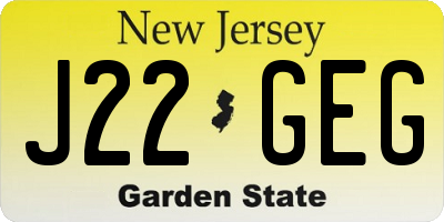 NJ license plate J22GEG