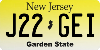 NJ license plate J22GEI