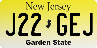 NJ license plate J22GEJ