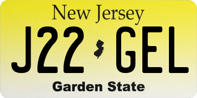 NJ license plate J22GEL