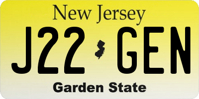 NJ license plate J22GEN