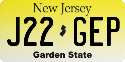 NJ license plate J22GEP