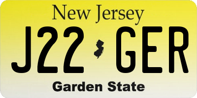 NJ license plate J22GER