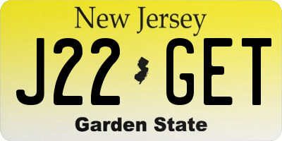 NJ license plate J22GET