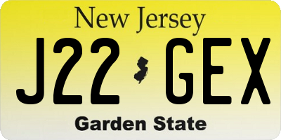 NJ license plate J22GEX
