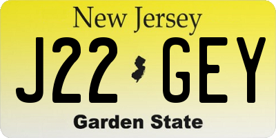 NJ license plate J22GEY