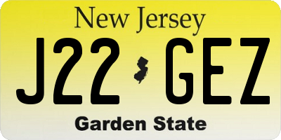 NJ license plate J22GEZ