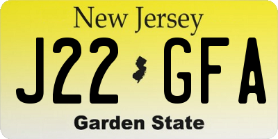 NJ license plate J22GFA