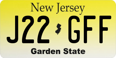 NJ license plate J22GFF