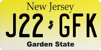 NJ license plate J22GFK