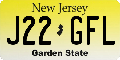 NJ license plate J22GFL