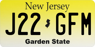 NJ license plate J22GFM