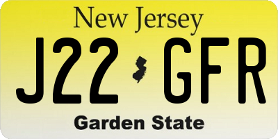 NJ license plate J22GFR